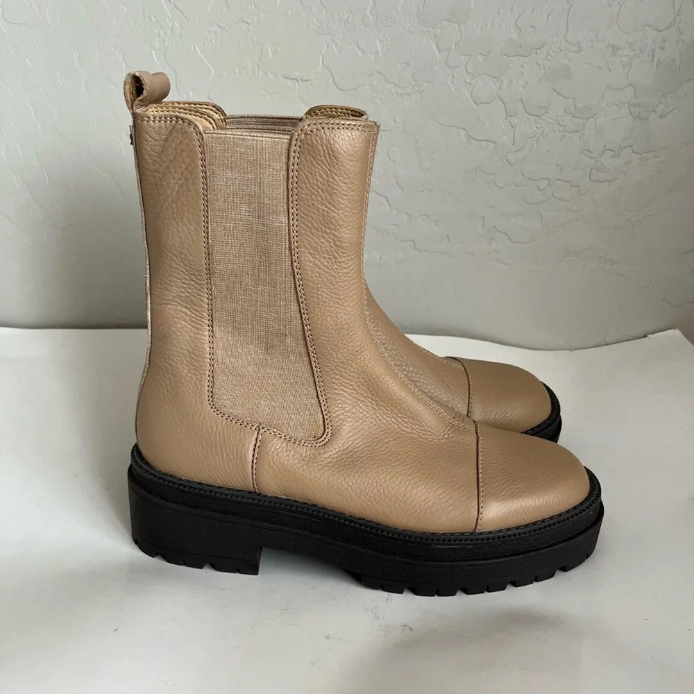 Sam Edelman Wellington Lug Sole Leather Chelsea Boots Tan 7.5 - Picture 2 of 8
